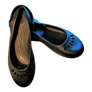 Crocs Women’s Teen Slingback Closed Toe Flats Croslite Foam Size 8 Black Work